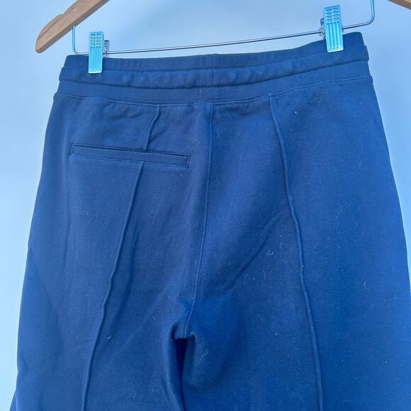 Vince Wide Leg Cropped Pull On Trousers Pants Seam XS Black Navy Stretchy Sweats - Picture 5 of 11
